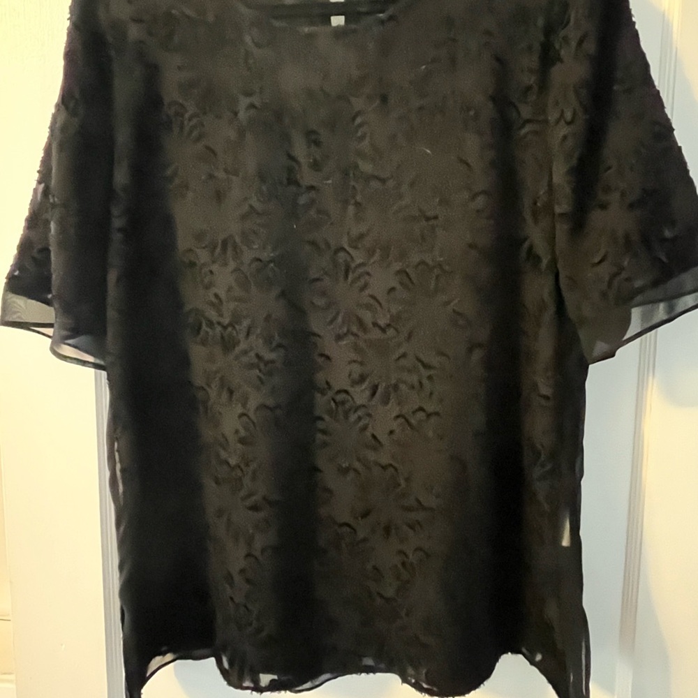 Donna Karan Black Floral Blouse